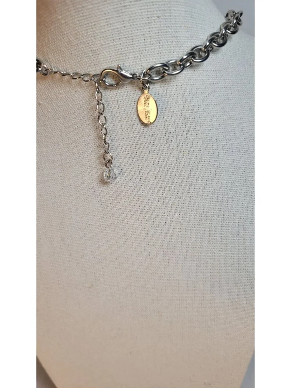 White House Black Market Silver-Tone Rhinestone Accented Chain Necklace